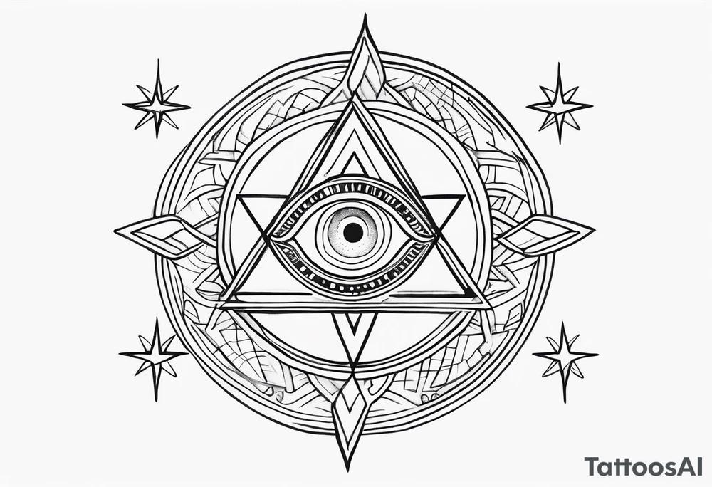 Can you combine a Hamsa with a third eye, a compass, tree of life, Jewish star and AA symbol into a delicate design tattoo idea