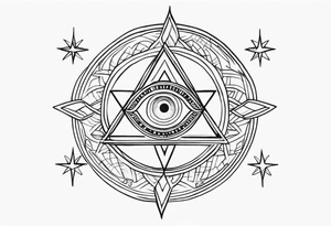 Can you combine a Hamsa with a third eye, a compass, tree of life, Jewish star and AA symbol into a delicate design tattoo idea