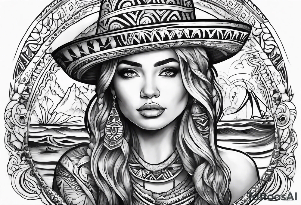 Water with tribal and tacos tattoo idea
