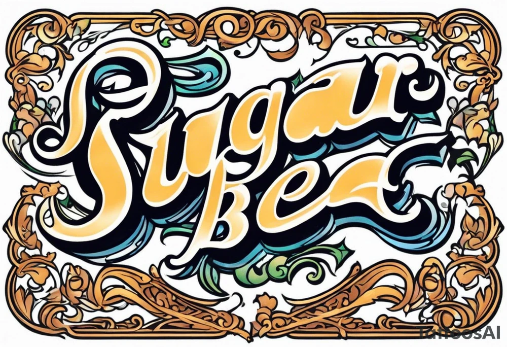 Sugar Bear in Italic Caligraphy script tattoo idea