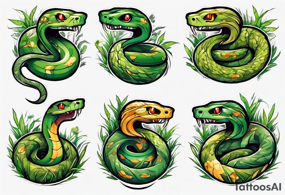 Snake covered in grass tattoo idea