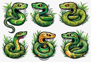 Snake covered in grass tattoo idea