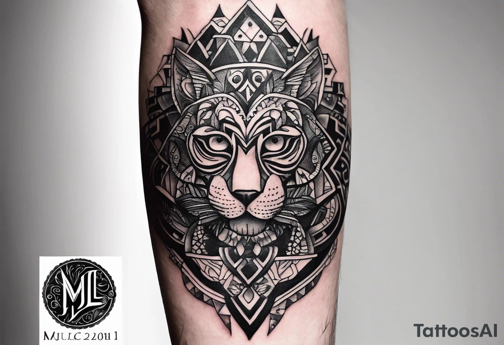 small tattoo on the forearm of a man with the initials MLJ, date of birth 22/09/22 in the style of a moluccan tattoo tattoo idea