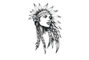 Female Native American side pose tattoo idea