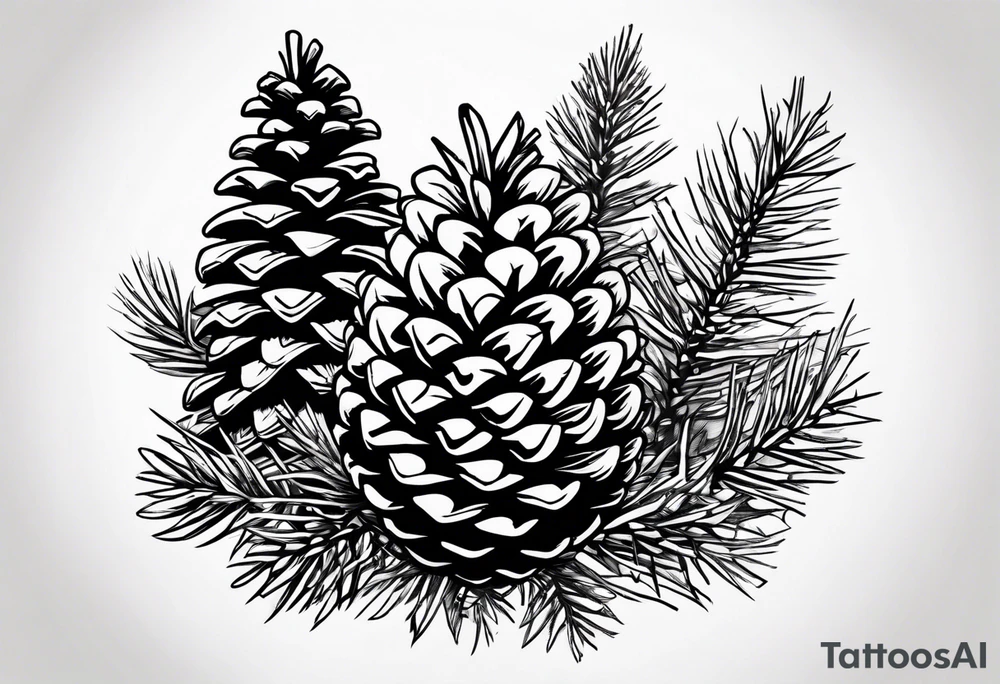 Pine cone with pine trees on top of it tattoo idea