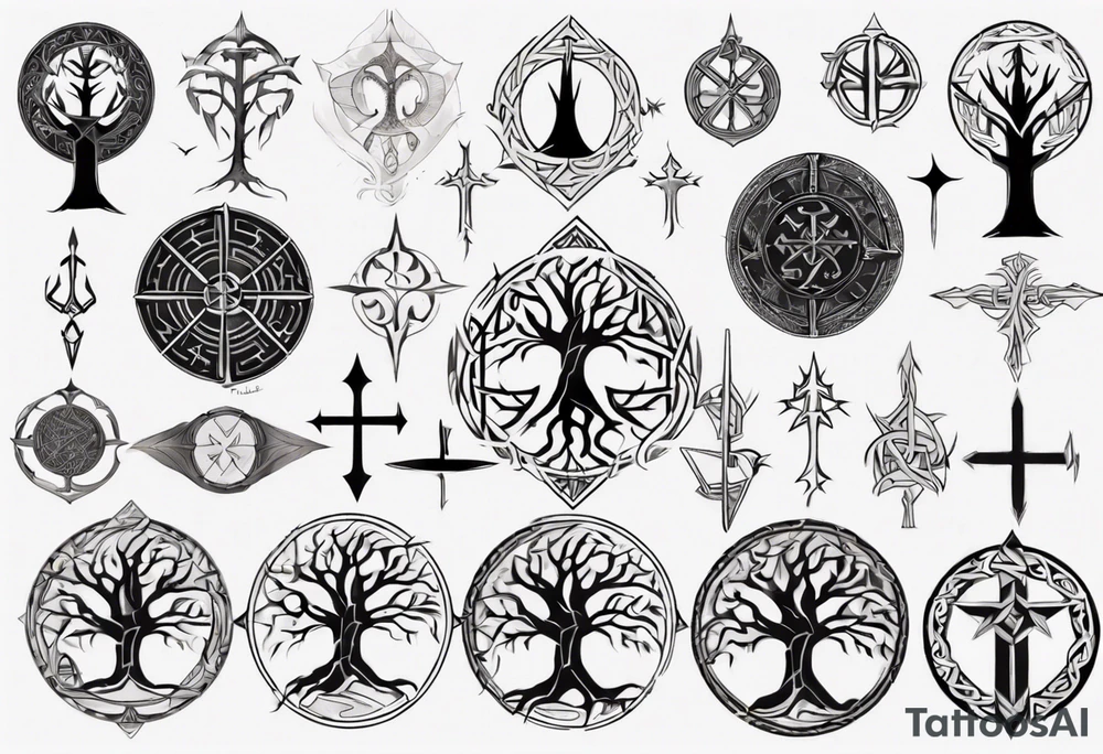 White Tree of Gondor, Geometric symbols, Viking cross tattoo idea