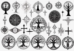White Tree of Gondor, Geometric symbols, Viking cross tattoo idea