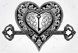 old antique heart shaped key with the 2016 on it. tattoo idea