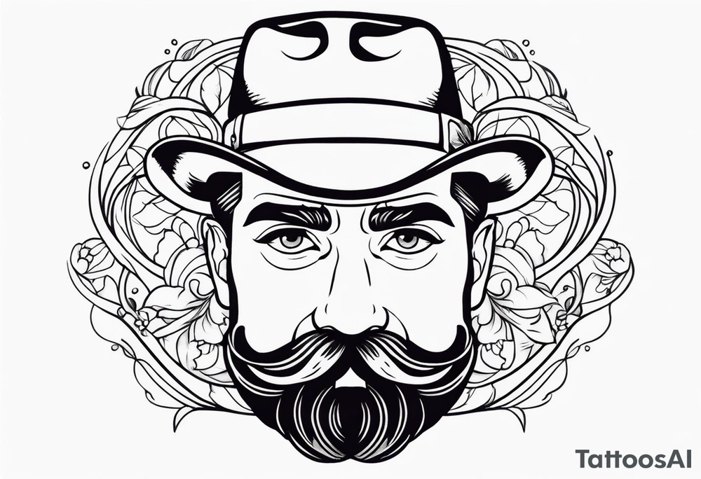 traditional tattoo of man with mustash tattoo idea