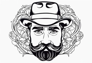 traditional tattoo of man with mustash tattoo idea