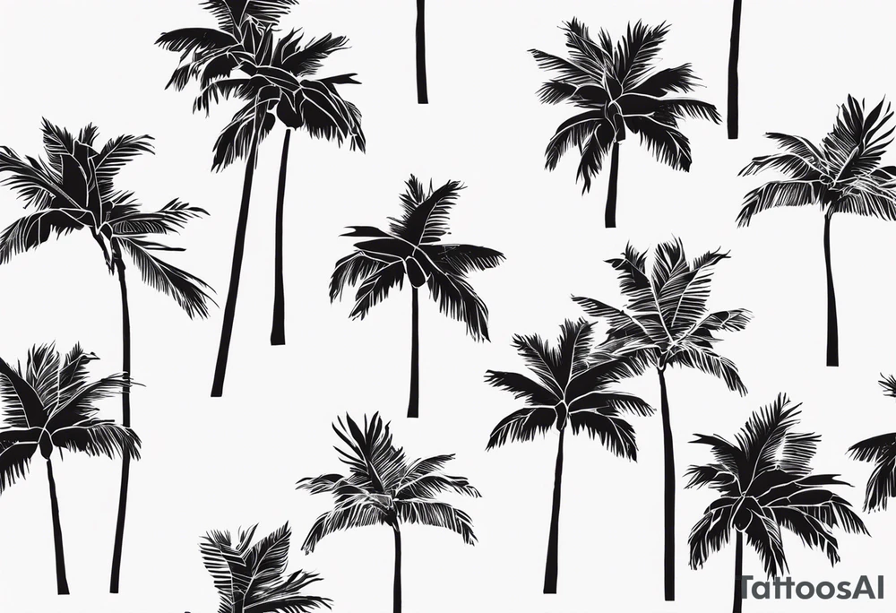 fineline tattoo of a palm tree tattoo idea