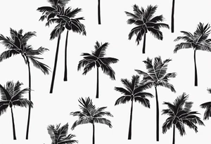 fineline tattoo of a palm tree tattoo idea