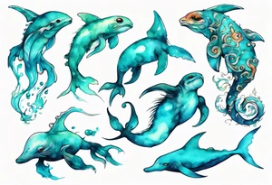 a beautiful turquoise seas creature tattoo idea