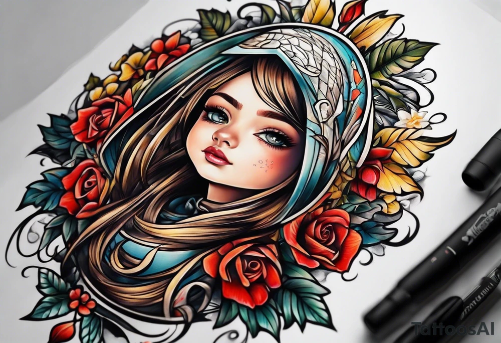 kids picture on arm tattoo idea