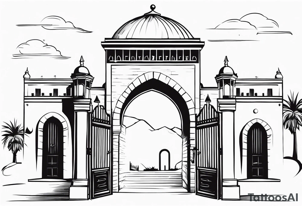 israel town gate vector tattoo idea