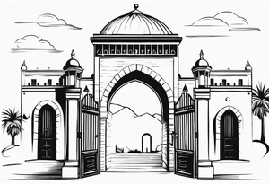 israel town gate vector tattoo idea