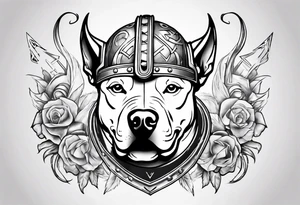 Pit bull with a viking helmet tattoo idea