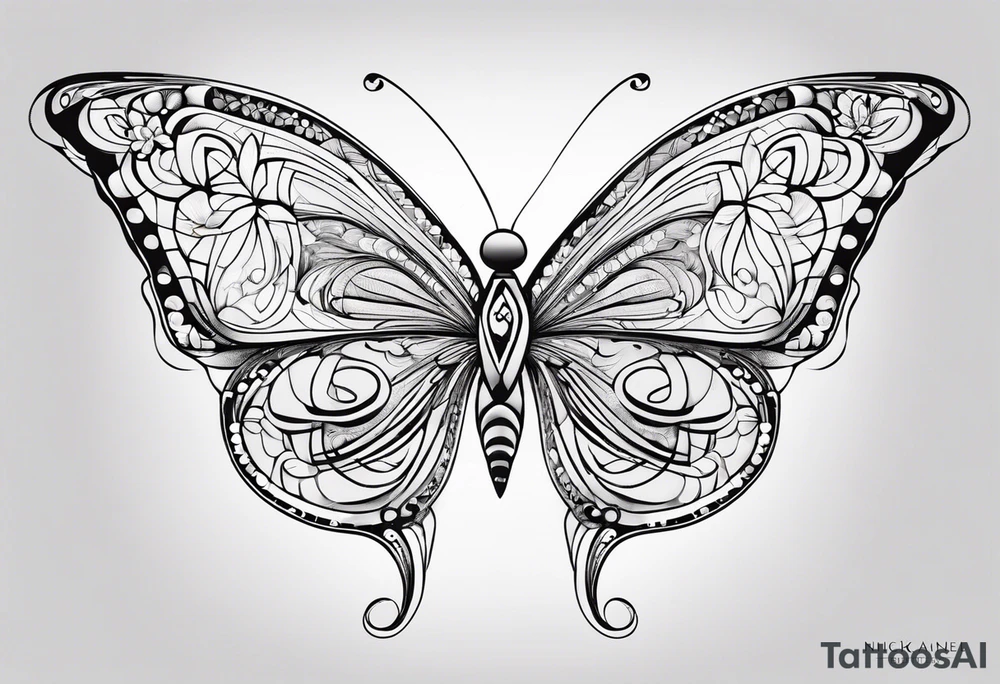 A lower back butterfly tatoo with the name nick below the butterfly tattoo idea