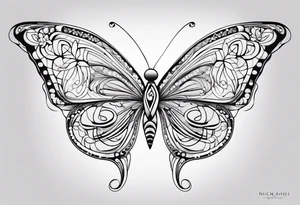 A lower back butterfly tatoo with the name nick below the butterfly tattoo idea