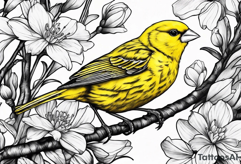 yellow canary tattoo idea