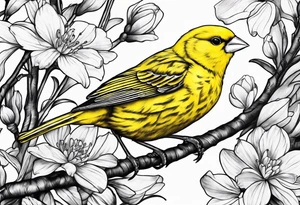 yellow canary tattoo idea