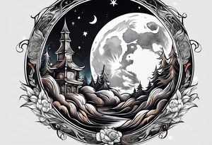 Smoke wrapping around the moon tattoo idea