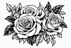 roses and daisies on fire tattoo idea