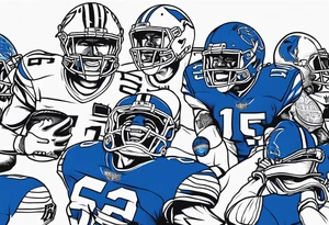 unique blue wildcat attire showing players morphing into jfootball game night tattoo idea