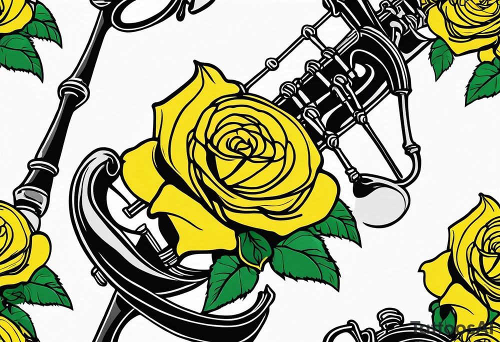 Irish bagpipes yellow rose tattoo idea