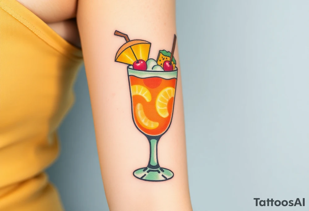 Maitai cocktail with islander garnishes tattoo idea