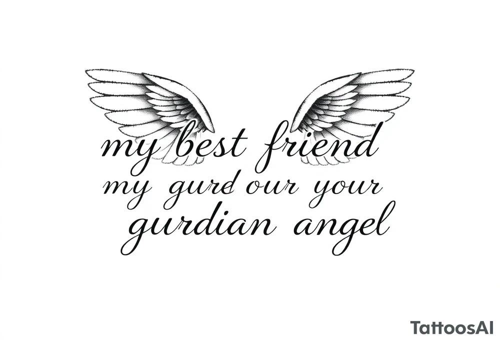 my best friend is my guardian angel with angel wings tattoo idea