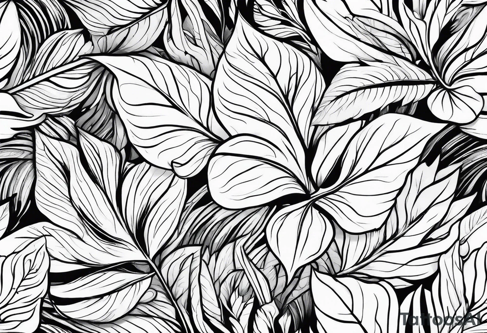 Plant leaf outlines tattoo idea