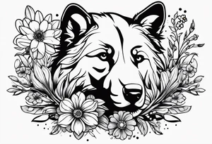 paw print and wild flowers tattoo idea