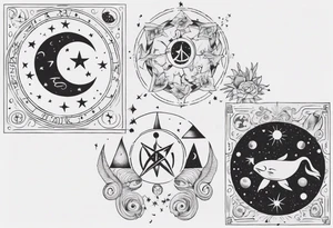 nigh sky, showing zodiac sign for Pisces and Taurus. upper arm sleeve tattoo tattoo idea