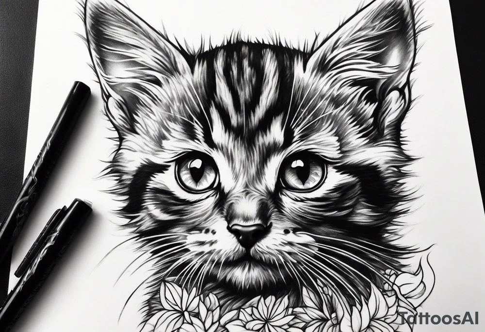 Short hair Kitten tattoo idea