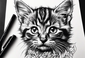 Short hair Kitten tattoo idea