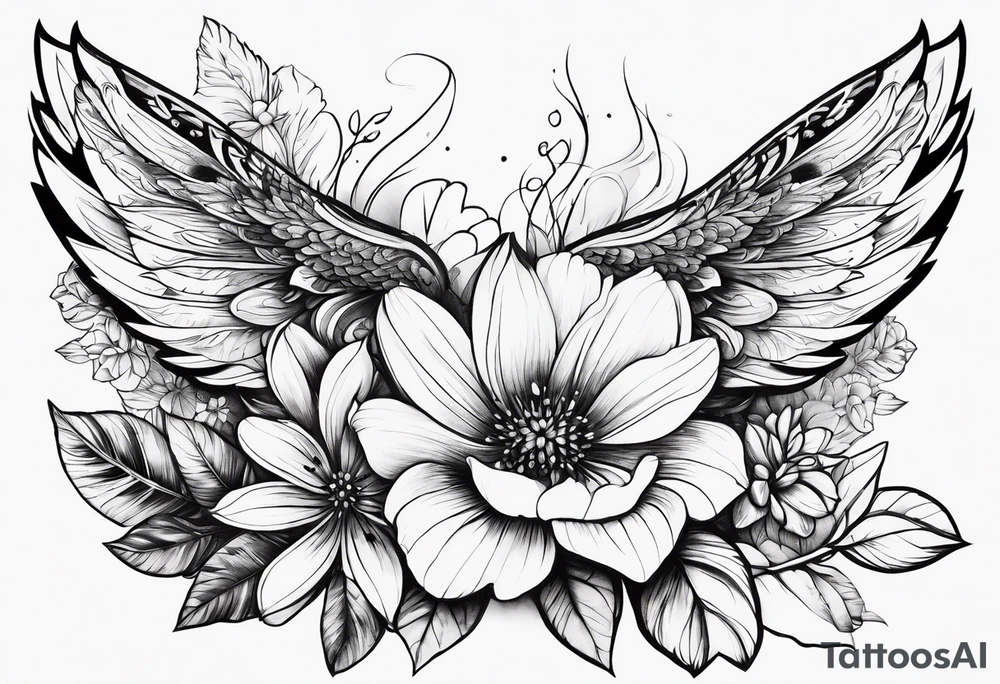 wing, flower, tattoo idea