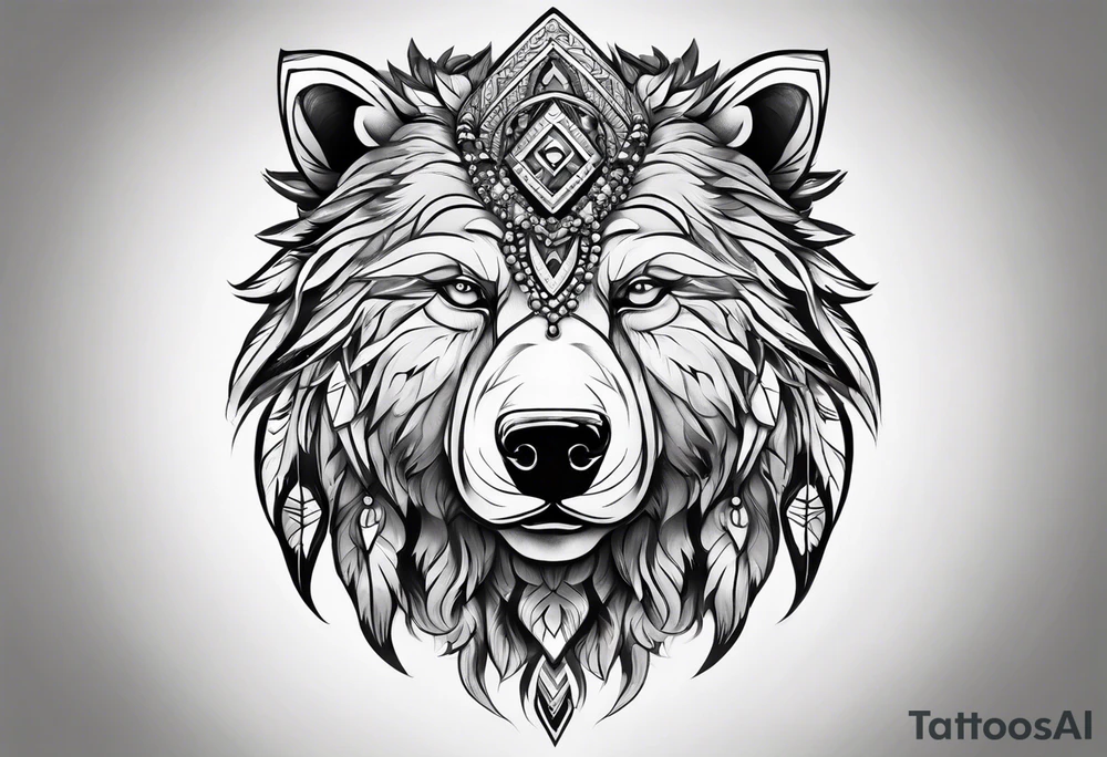 Snow bear shaman head tattoo idea