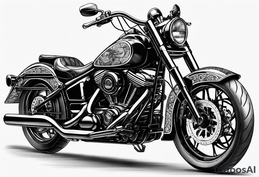 Frau auf einen Motorrad tattoo idea