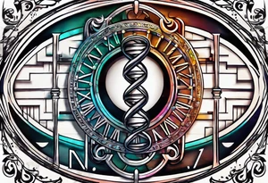 8.25.2017 in Roman numerals with a DNA strand in the background tattoo idea
