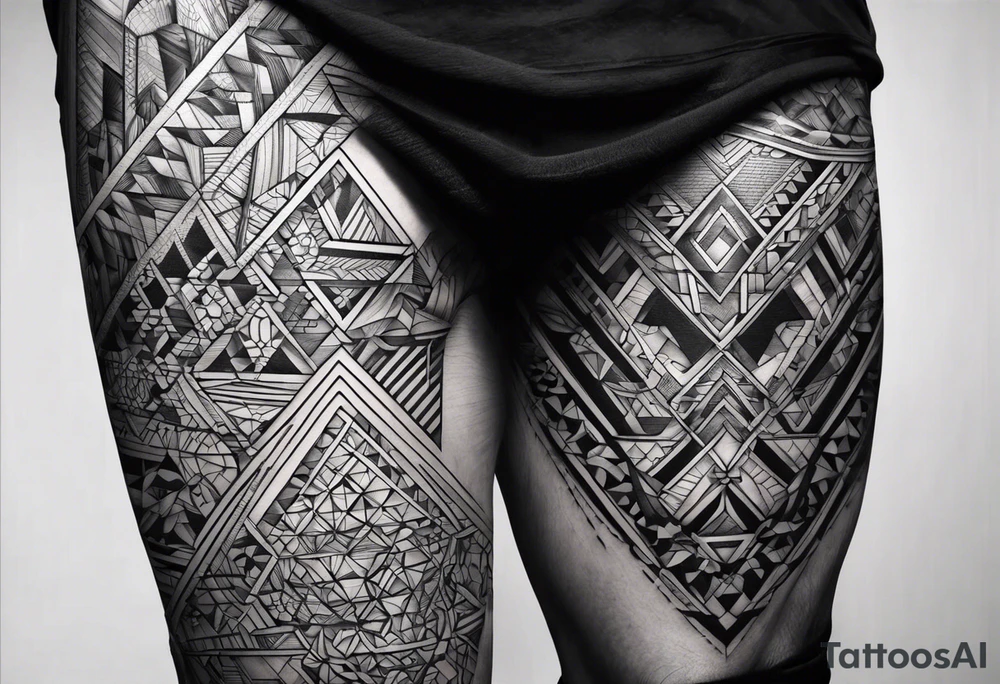 geometric pattern full leg and butt sleeve male tattoo idea geometric pattern full leg and butt sleeve male tattoo idea
