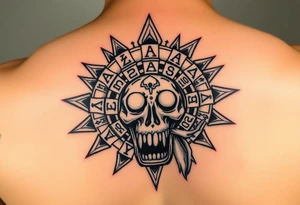 zombie Aztec sun calendar eating 
a zombie gases tattoo idea