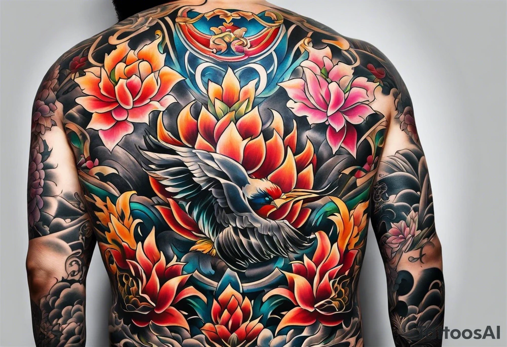 Semi muscular back tattoo that is inspired by the yakoza tattoos tattoo idea