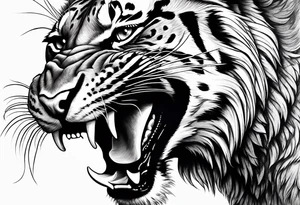 big cat growling, no mane tattoo idea