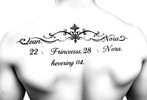 Meaning of names Jean God is gracious February 26, Sara Princess January 28, Nora honor and light August 14 tattoo idea