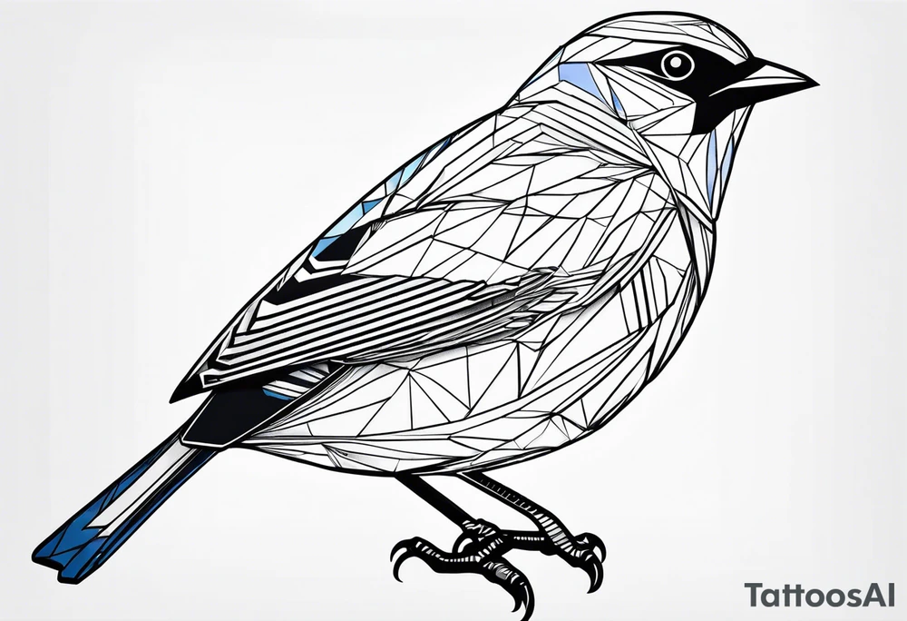Geometric Black and white blue bird outline with no color tattoo idea