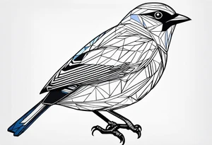 Geometric Black and white blue bird outline with no color tattoo idea