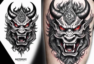 half Oni Mask on tricep tattoo idea