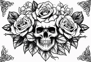 skull with roses tattoo idea