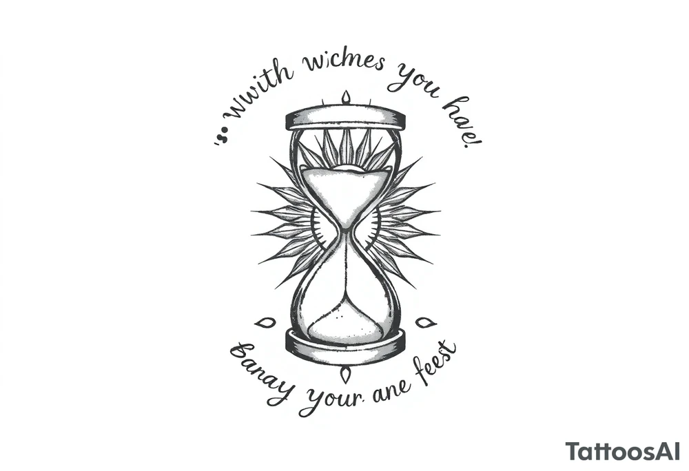 live with what you have and enjoy it to the fullest, hourglass, sun shines down tattoo idea